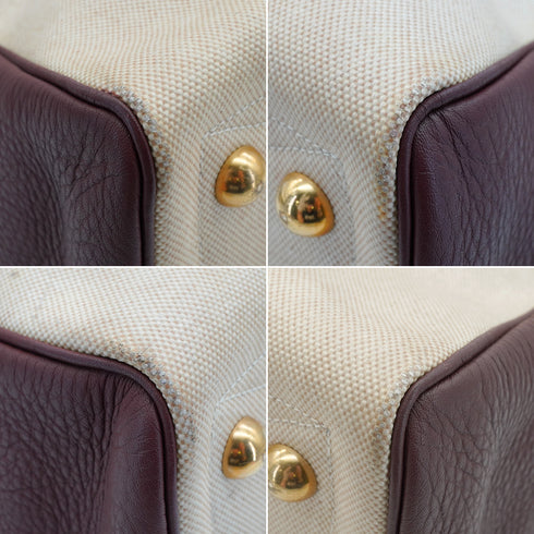 HERMES VICTORIA 43 TERRE TOILE H TAURILLON CLEMENCE HAND BAG GOLD HARDWARE 90347823