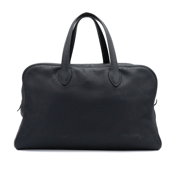 HERMES VICTORIA 45 BLUE INDIGO TAURILLON CLEMENCE HAND BAG 2001 SQUARE E PALLADIUM HARDWARE 90334296