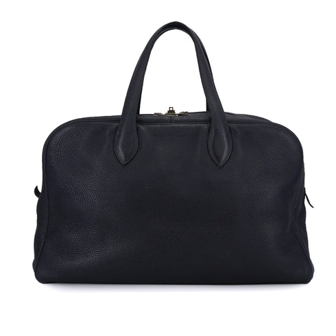 HERMES VICTORIA 45 BLUE INDIGO TAURILLON CLEMENCE HAND BAG 2001 SQUARE E PALLADIUM HARDWARE 90334296