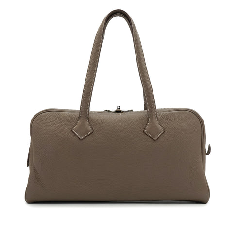HERMES VICTORIA ELAN 38 ETOUPE TAURILLON CLEMENCE HAND BAG 2012 SQUARE P PALLADIUM HARDWARE 90339159
