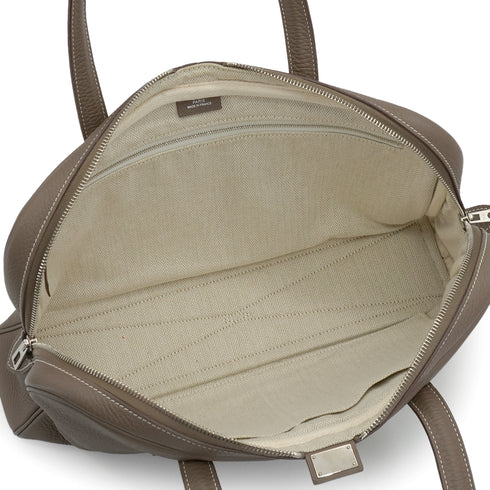 HERMES VICTORIA ELAN 38 ETOUPE TAURILLON CLEMENCE HAND BAG 2012 SQUARE P PALLADIUM HARDWARE 90339159