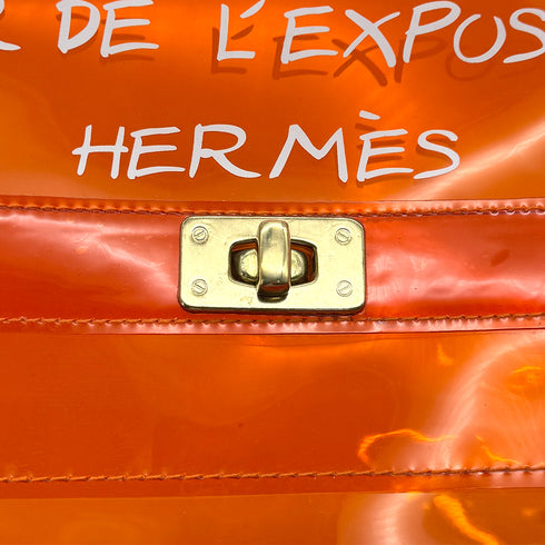 HERMES VINYL KELLY SOUVENIRDEL' EXPOSITION 1998 ORANGE VINYL HAND BAG 90322289