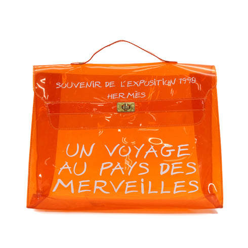 HERMES VINYL KELLY SOUVENIRDEL' EXPOSITION 1998 ORANGE VINYL HAND BAG 90331838