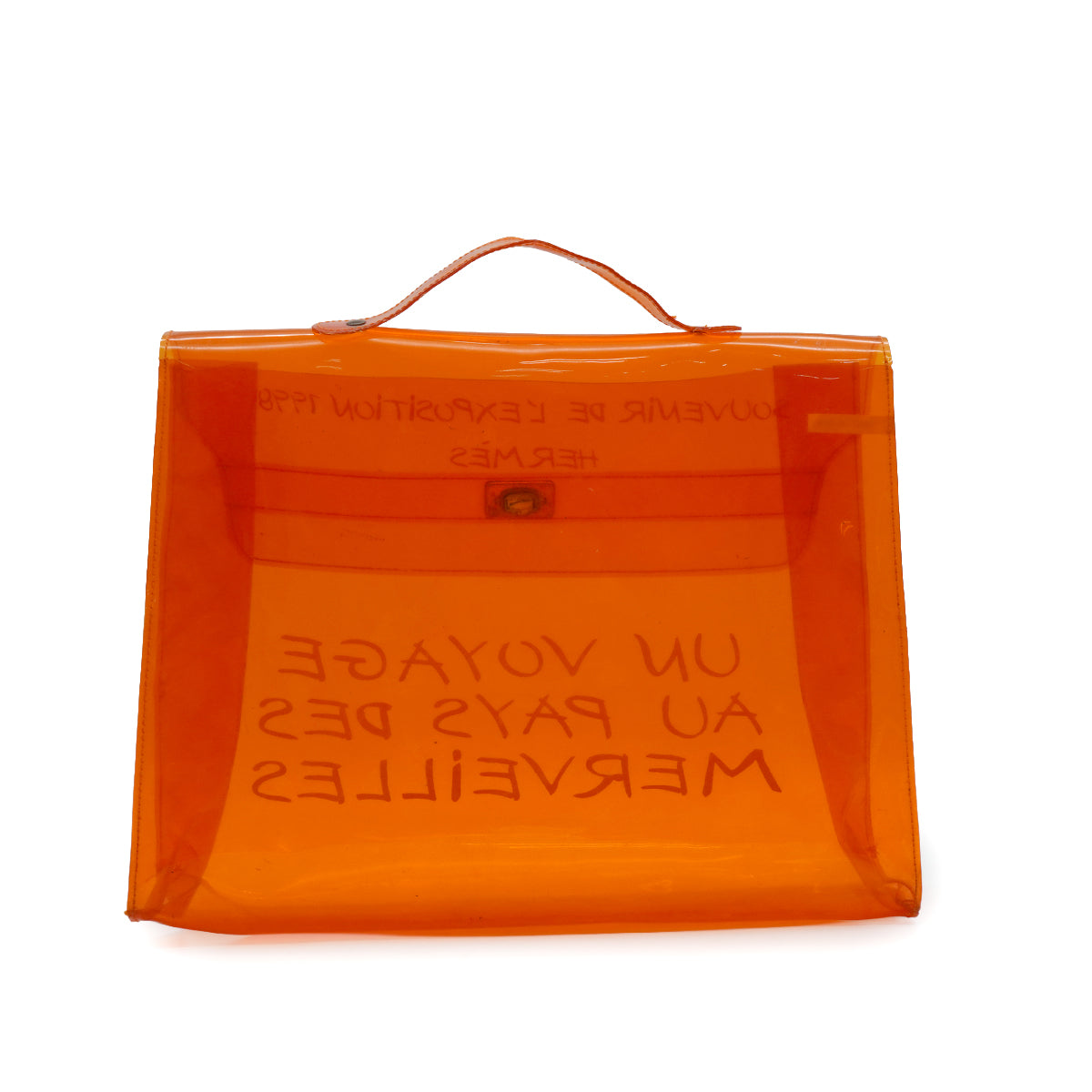 HERMES 1998年展示会記念バッグ オレンジ ケリー 新品未使用品！激安！ HERMES VINYL KELLY SOUVENIRDEL' EXPOSITION 1998 ORANGE VINYL HAND