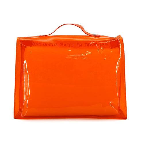HERMES VINYL KELLY SOUVENIRDEL' EXPOSITION 1998 ORANGE VINYL HAND BAG 90340380