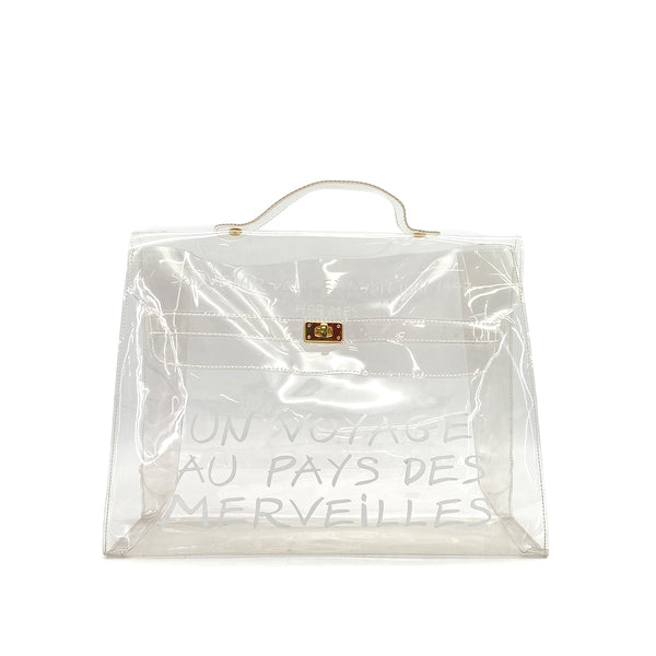 HERMES VINYL KELLY SOUVENIR DE L' EXPOSITION 1997 CLEAR HAND BAG GOLD HARDWARE 90318291