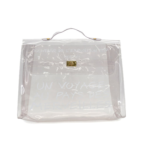 HERMES VINYL KELLY SOUVENIR DE L' EXPOSITION 1997 CLEAR HAND BAG GOLD HARDWARE 90331375