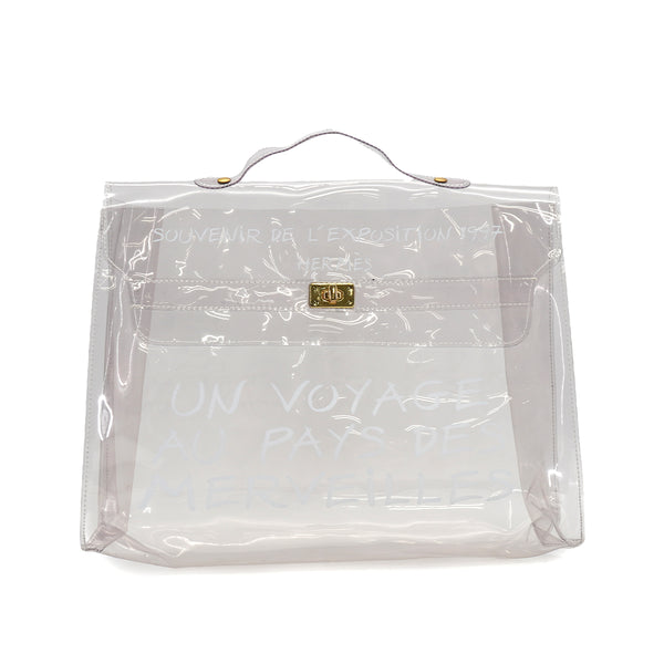HERMES VINYL KELLY SOUVENIR DE L' EXPOSITION 1997 CLEAR HAND BAG GOLD HARDWARE 90331375