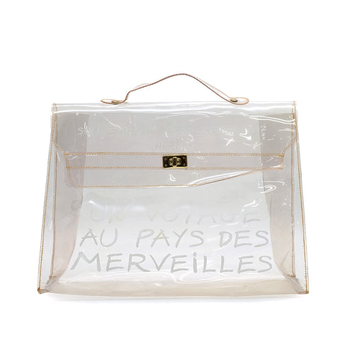 HERMES VINYL KELLY SOUVENIR DE L' EXPOSITION 1997 CLEAR HAND BAG GOLD HARDWARE 90335762