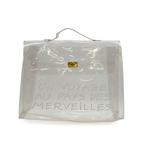 HERMES VINYL KELLY SOUVENIR DE L' EXPOSITION 1997 CLEAR HAND BAG GOLD HARDWARE 90338368