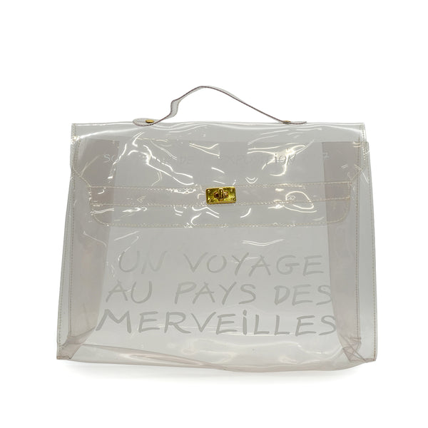 HERMES VINYL KELLY SOUVENIR DE L' EXPOSITION 1997 CLEAR HAND BAG GOLD HARDWARE 90338368