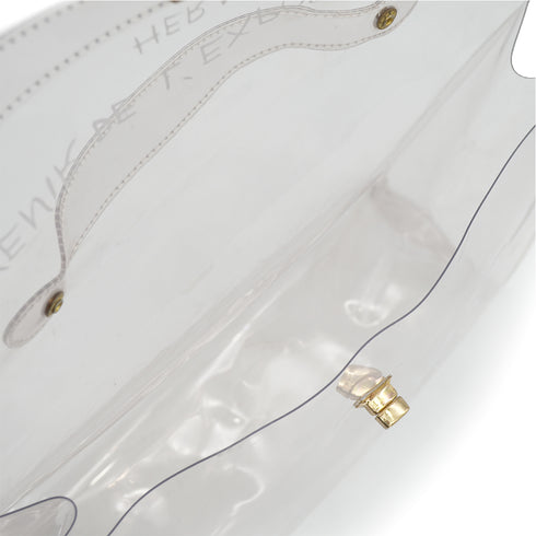 HERMES VINYL KELLY SOUVENIR DE L' EXPOSITION 1997 CLEAR HAND BAG GOLD HARDWARE 90326843