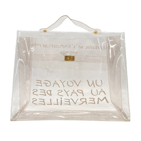 HERMES VINYL KELLY SOUVENIR DE L' EXPOSITION 1997 CLEAR HAND BAG GOLD HARDWARE 90327388