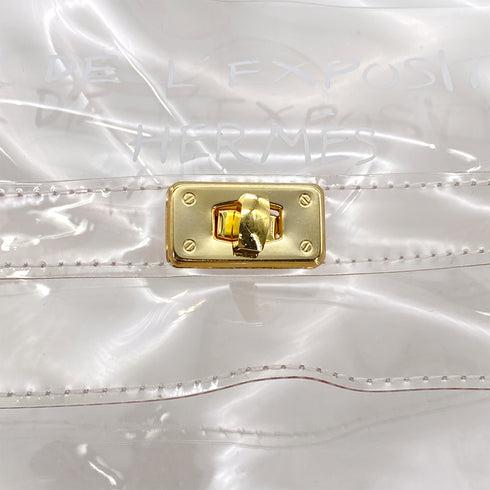 HERMES VINYL KELLY SOUVENIR DE L' EXPOSITION 1997 CLEAR HAND BAG GOLD HARDWARE 90327388