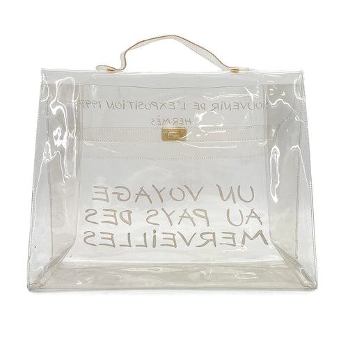 HERMES VINYL KELLY SOUVENIR DE L' EXPOSITION 1997 CLEAR HAND BAG GOLD HARDWARE 90327390