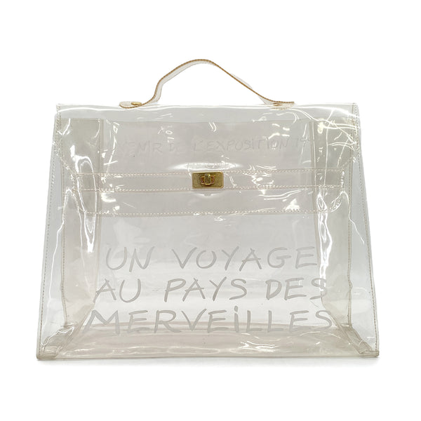 HERMES VINYL KELLY SOUVENIR DE L' EXPOSITION 1997 CLEAR HAND BAG GOLD HARDWARE 90327403