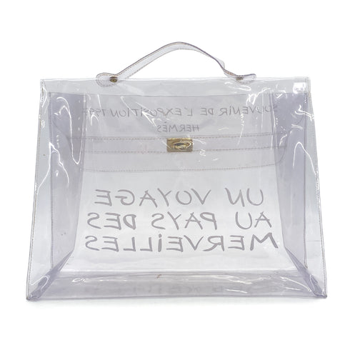 HERMES VINYL KELLY SOUVENIR DE L' EXPOSITION 1997 CLEAR HAND BAG GOLD HARDWARE 90327404