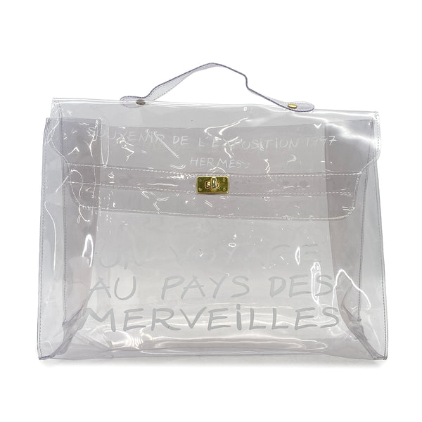 HERMES VINYL KELLY SOUVENIR DE L' EXPOSITION 1997 CLEAR HAND BAG GOLD HARDWARE 90327405
