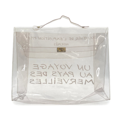 HERMES VINYL KELLY SOUVENIR DE L' EXPOSITION 1997 CLEAR HAND BAG GOLD HARDWARE 90327406
