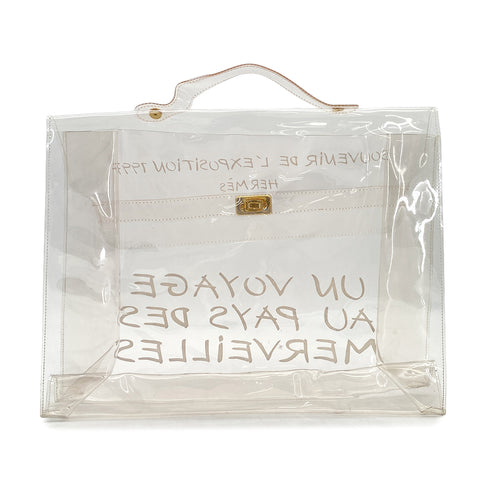 HERMES VINYL KELLY SOUVENIR DE L' EXPOSITION 1997 CLEAR HAND BAG GOLD HARDWARE 90327407