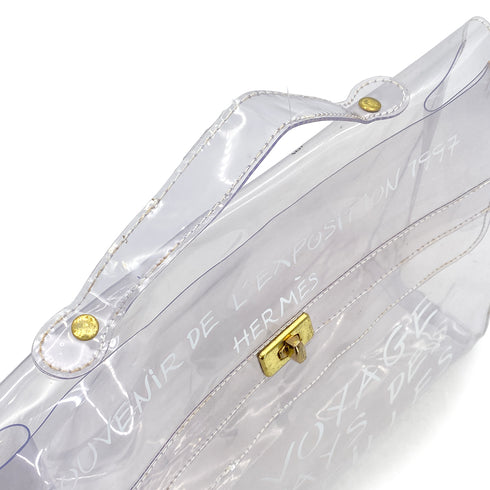 HERMES VINYL KELLY SOUVENIR DE L' EXPOSITION 1997 CLEAR HAND BAG GOLD HARDWARE 90327409