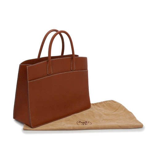 HERMES WHITEBUS GM NOISETTE FJORD HAND BAG 2001 SQUARE E 90351086