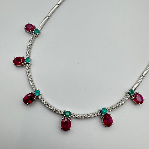 K18WG Ruby Necklace R4.22 TM0.64 D0.594 59398