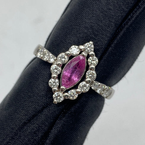 Pt900 Pink Sapphire Ring PS0.6 D0.48 US4.75 58775
