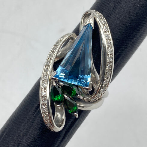 Pt900 Aquamarine Ring AQ3.97 TO0.85 D0.31 US6.25 58904