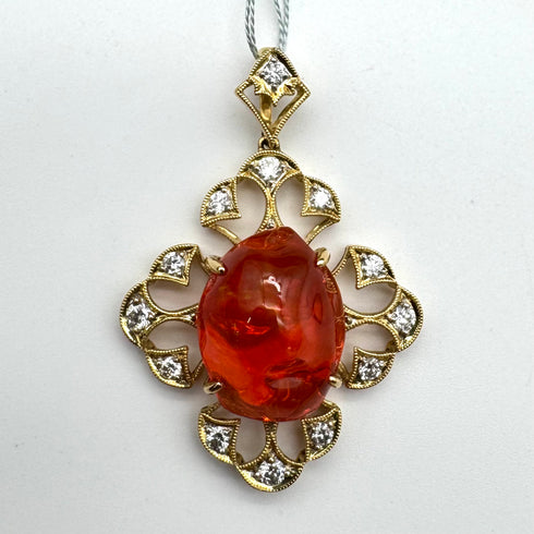 750/K18 Fire Opal Pendant Top FOP7.63 D0.5 59371
