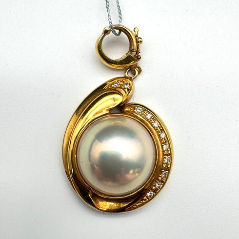 K18 Mabe Pearl Pendant Top MP13.9‡o D0.07 60094