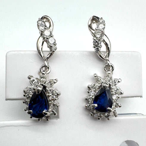 Pt900 Sapphire Earrings S1.04 D0.55 59063