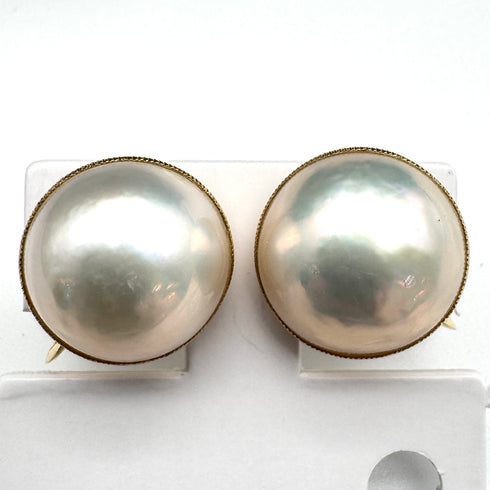 K18 Mabe Pearl Earrings MP about14‡o 59002