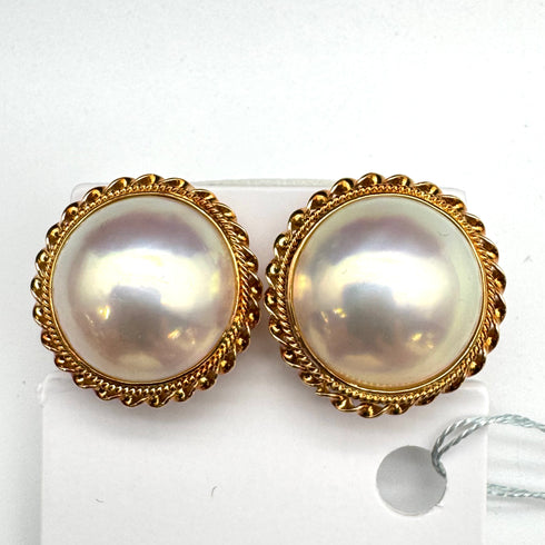 K18 Mabe Pearl Earrings MP about13.5‡o 59040
