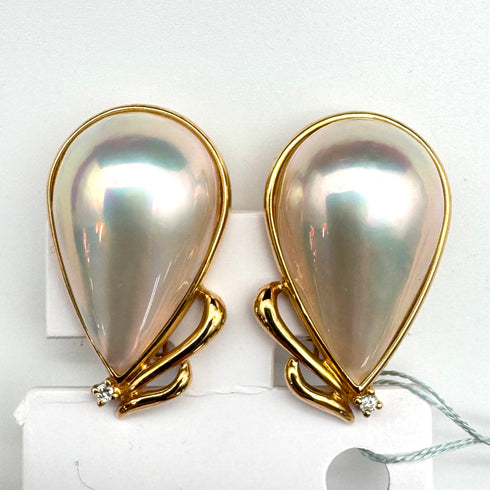 K18 Mabe Pearl Earrings TASAKI MP D0.01*2 59140