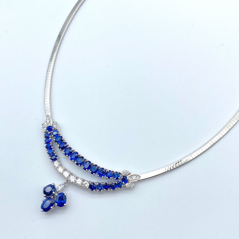 Pt900/750 Sapphire Necklace, ITALY S7.2 D1.65 56715