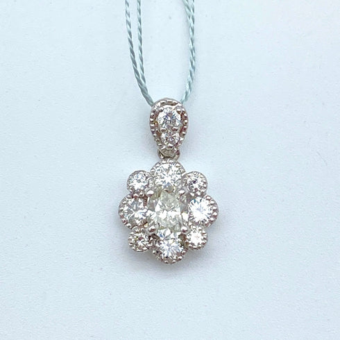 Pt900 Diamond Pendant Top D0.33 D0.37 60046