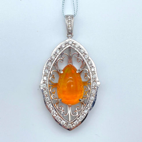 K18WG Fire Opal Pendant Top FOP9.03 D0.53 59390