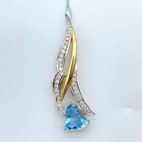 Pt900/K18 Aquamarine Brooch AQ3.88 D0.62 55929