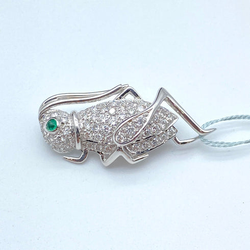K18/K18WG Emerald Brooch E0.04 D0.56 60091