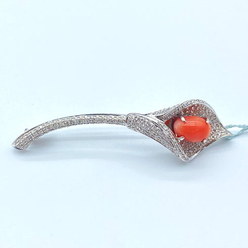 K18WG Conch Pearl Pembroidered Brooch CP2.32 D0.7 59397