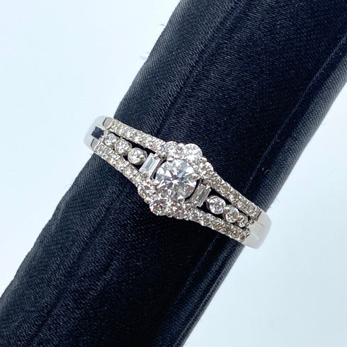 Pt900 Diamond Ring D0.218 D0.4 US8.75 57713