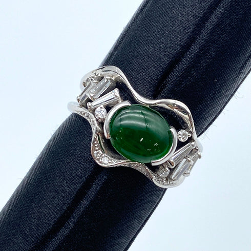 Pt900 Jade Ring JD D0.38 D0.04 US6.25 58810