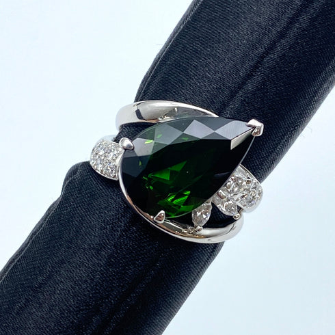 Pt900 Green Tourmaline Ring GT4.99 D0.38 US5.75 59440