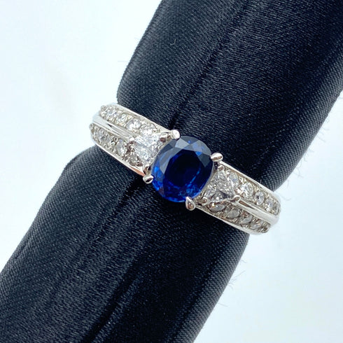 Pt900 Sapphire Ring S0.93 D0.4 US6 57750