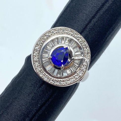 Pt900 Sapphire Ring S1.04 D0.88 US6.5 58834