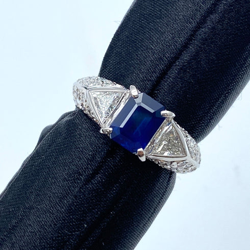 Pt900 Sapphire Ring S1.31 D0.68 US5.25 59927