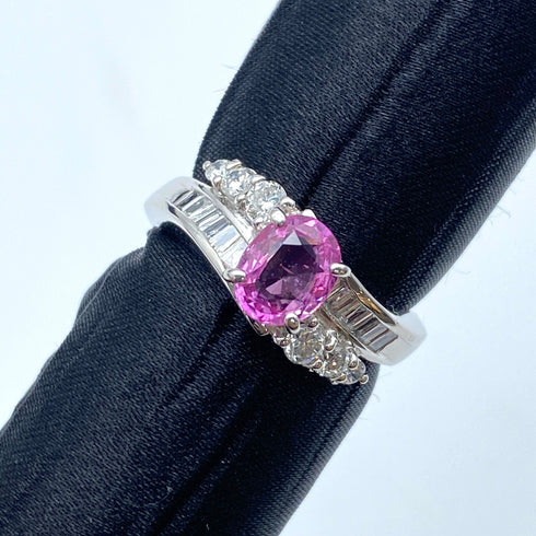 Pt900 Pink Sapphire Ring PS1.17 D0.53 US6 56446