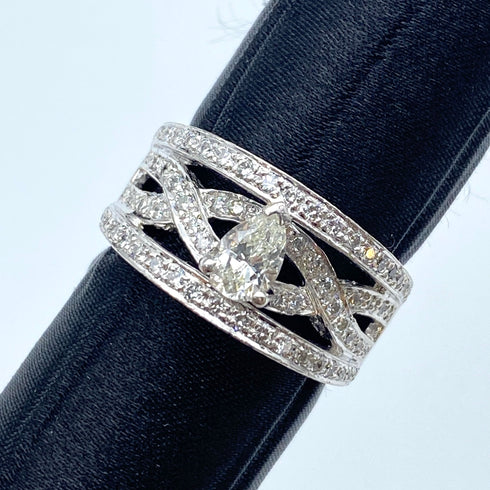 Pt900 Diamond Ring D0.513 D1.0 US6 57806