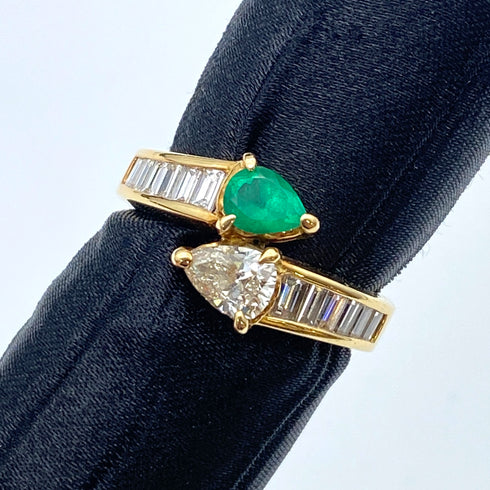 K18 Emerald Ring E0.31 D0.4 D0.62 US5.75 57789